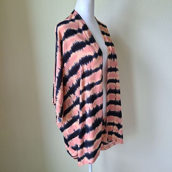 Kimono‎ Cardigan Colorful Coverup Boho Open Front Size Medium Spicy Girl Striped - Picture 3 of 8